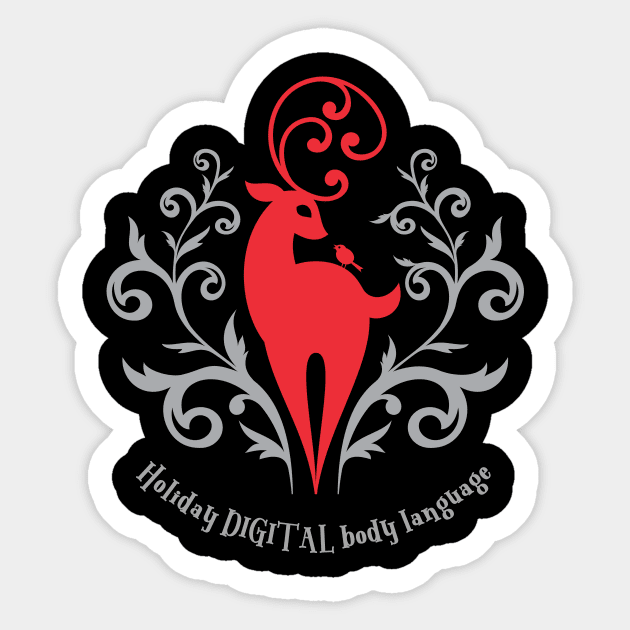 Holiday DIGITAL Body Language (red deer and bird) Sticker by PersianFMts